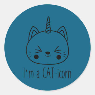 I'm a cat-icorn cute funny cat unicorn kawaii  classic round sticker