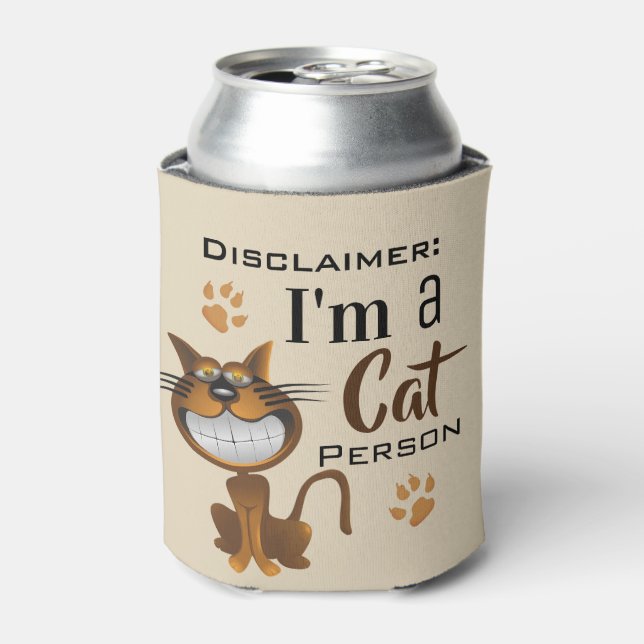 "I'm A Cat Person" Disclaimer w/Personalization Can Cooler (Can Front)