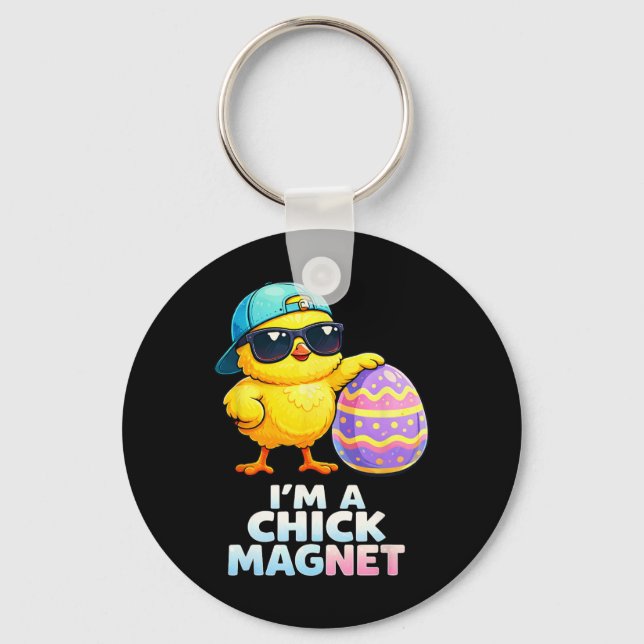 Im A Chick Magnet Funny Easter Chick Pun For Boys  Keychain (Front)