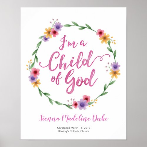 Im a child of God personalized Baptism print