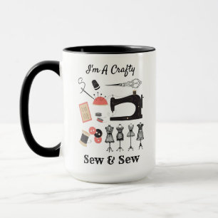 I'm A Crafty Sew & Sew Funny Vintage Sewing Theme Mug