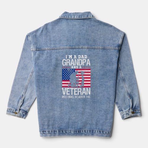 Im A Dad and a Grandpa Veteran US Flag    Denim Jacket