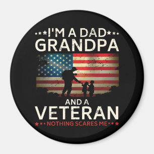 I'm A Dad Grandpa And A Veteran Circle Magnet