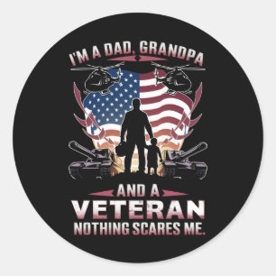 I'm A Dad Grandpa And Veteran Fathers Day Veteran Classic Round Sticker
