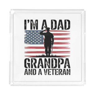 I'm A Dad Grandpa and Veteran Nothing Scares  Acrylic Tray