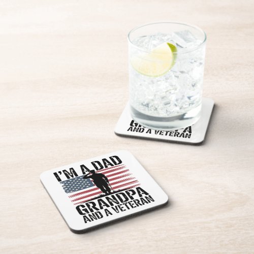 I'm A Dad Grandpa and Veteran Nothing Scares Beverage Coaster