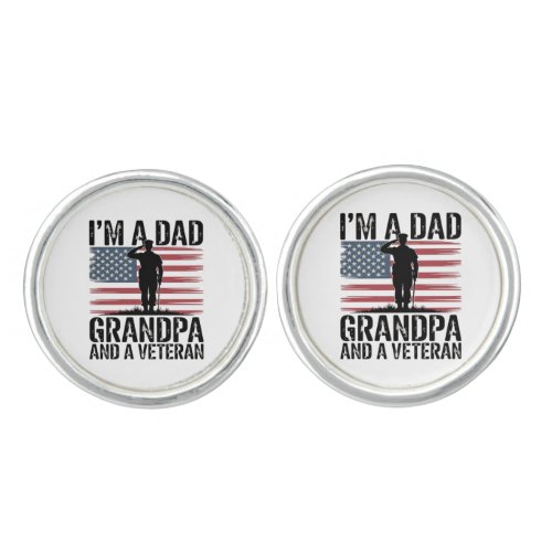 I'm A Dad Grandpa and Veteran Nothing Scares Cufflinks