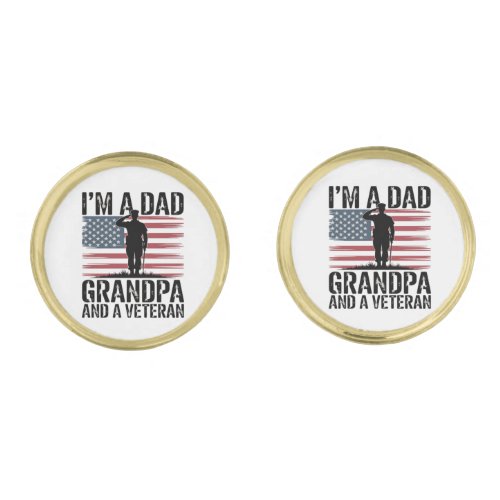 I'm A Dad Grandpa and Veteran Nothing Scares Cufflinks