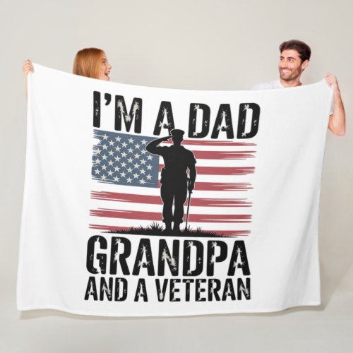 I'm A Dad Grandpa and Veteran Nothing Scares  Fleece Blanket