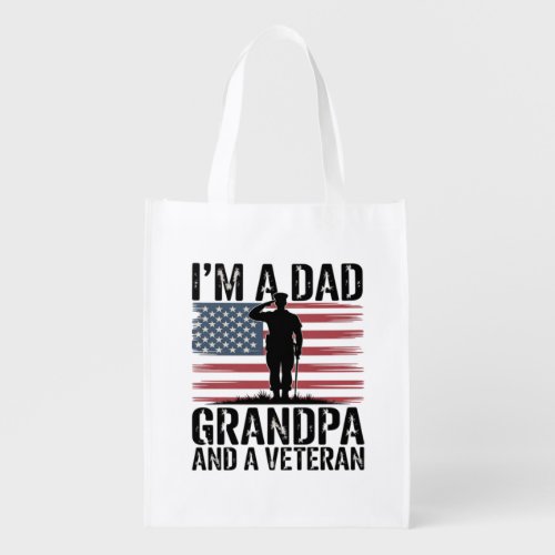I'm A Dad Grandpa and Veteran Nothing Scares Grocery Bag