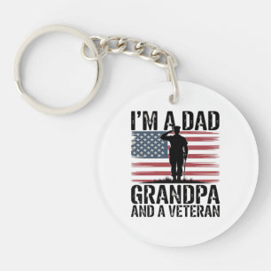I'm A Dad Grandpa and Veteran Nothing Scares Keychain