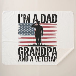 I'm A Dad Grandpa and Veteran Nothing Scares Sherpa Blanket