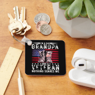 I'm A Dad Grandpa Veteran Funny Father Retirement Keychain