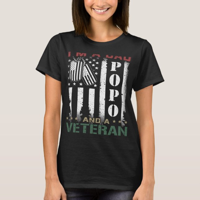 I'm A Dad Popo And A Veteran Nothing Scares Me Ame T-Shirt (Front)