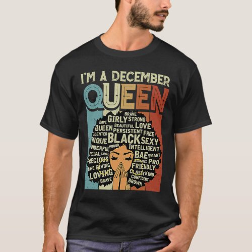 Im A December Queen Vintage Birthday Black Histor T_Shirt