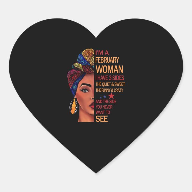 I'm a February woman Heart Sticker (Front)