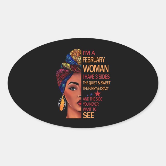I'm a February woman Oval Sticker (Front)