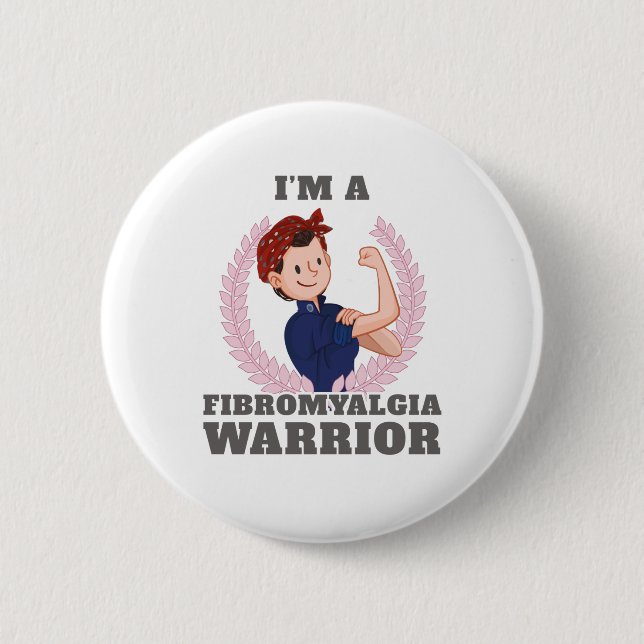 I'm a Fibromyalgia Warrior FM Awareness Gift Gift Button (Front)