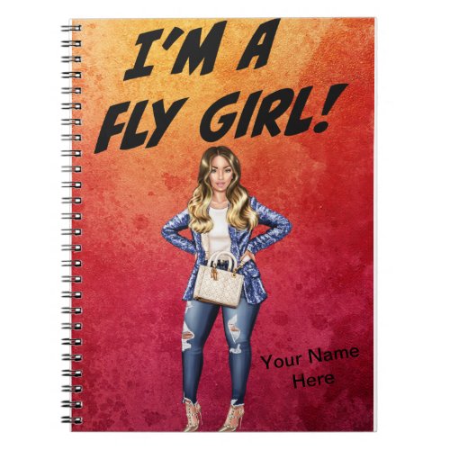 Im A Fly Girl African American Woman Red Cover Notebook