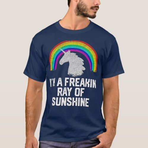 Im A Freakin Ray Of Sunshine RAINBOW UNICORN Girls T_Shirt