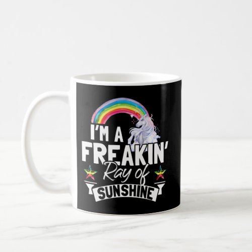 IM A Freaking Ray Of Sunshine Rainbow Unicorn Coffee Mug