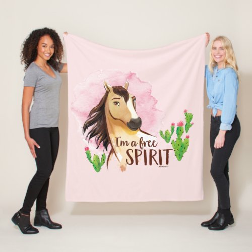 Im A Free Spirit Spirit Watercolor Cactus Art Fleece Blanket