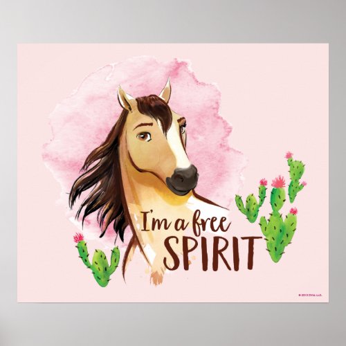 Im A Free Spirit Spirit Watercolor Cactus Art Poster
