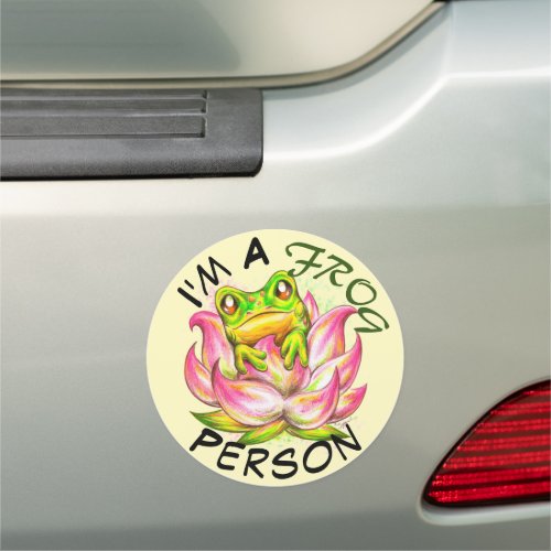 Im A Frog Person Frog  Lotus Flower Car Magnet