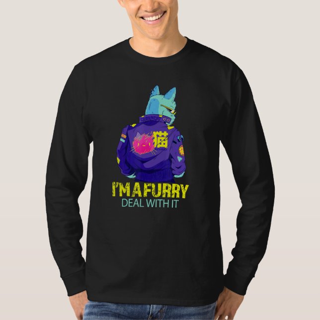 Im A Furry Deal With It Fursona Anthropomorphic Ca T-Shirt (Front)