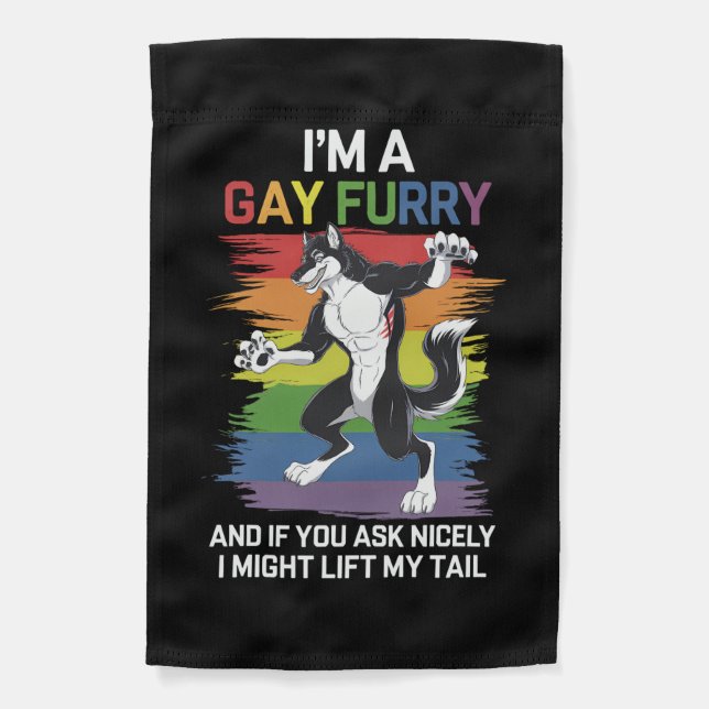 I'm A Gay Furry Fox Rainbow LGBTQ Pride Garden Flag (Front)