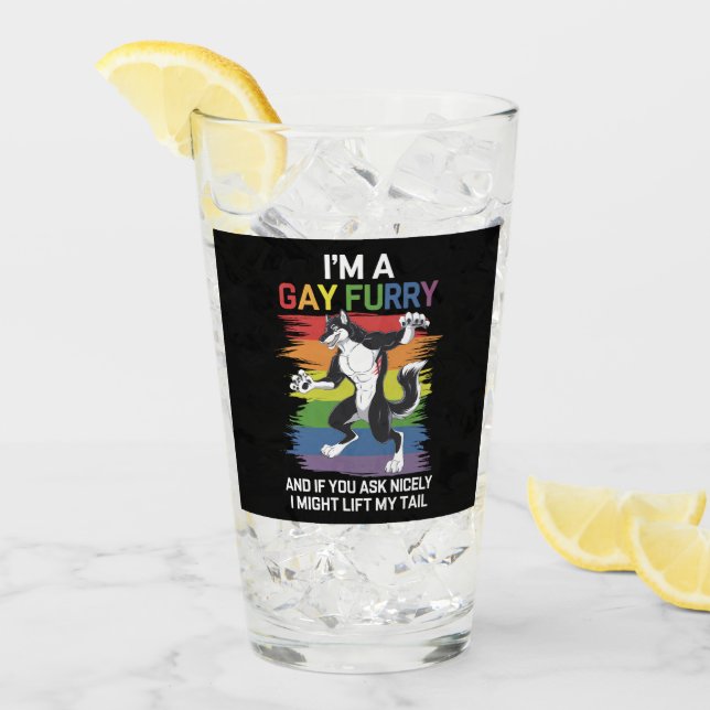 I'm A Gay Furry Fox Rainbow LGBTQ Pride Glass (Front Ice)
