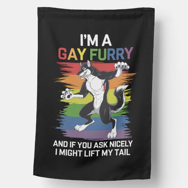 I'm A Gay Furry Fox Rainbow LGBTQ Pride House Flag (Front)