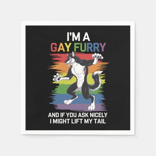 I'm A Gay Furry Fox Rainbow LGBTQ Pride Napkins (Front)