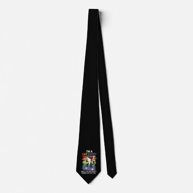 I'm A Gay Furry Fox Rainbow LGBTQ Pride Neck Tie (Front)