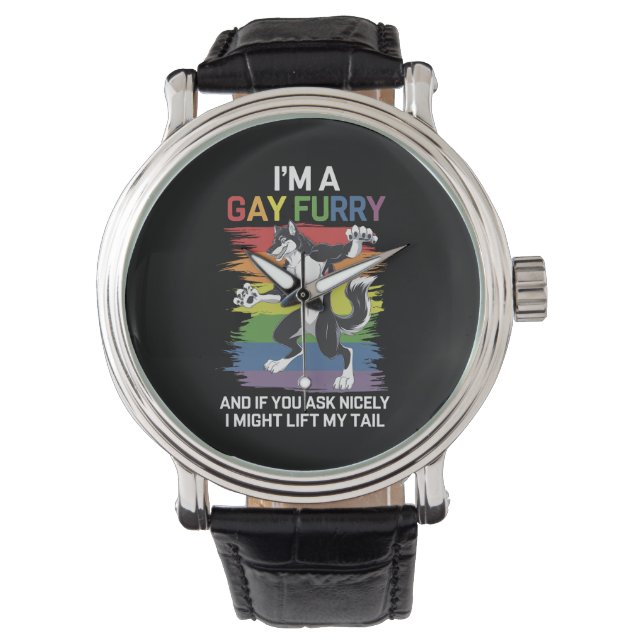 I'm A Gay Furry Fox Rainbow LGBTQ Pride Watch (Front)