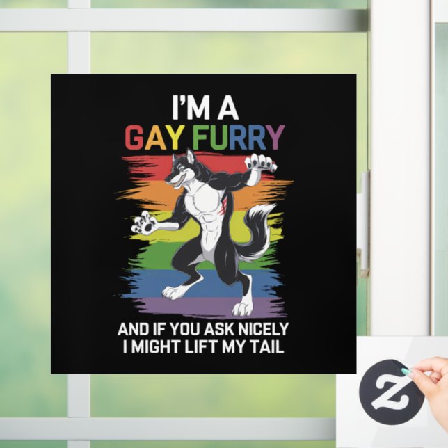 I'm A Gay Furry Fox Rainbow LGBTQ Pride Window Cling (Home)