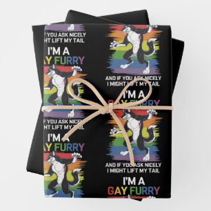 I'm A Gay Furry Fox Rainbow LGBTQ Pride Wrapping Paper Sheets