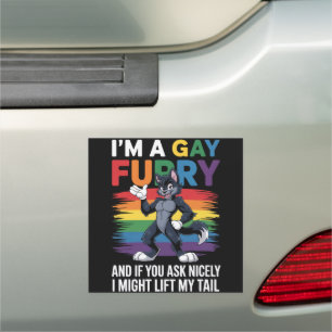 I'm A Gay Furry Rainbow Fox Wolf Pride Month Car Magnet