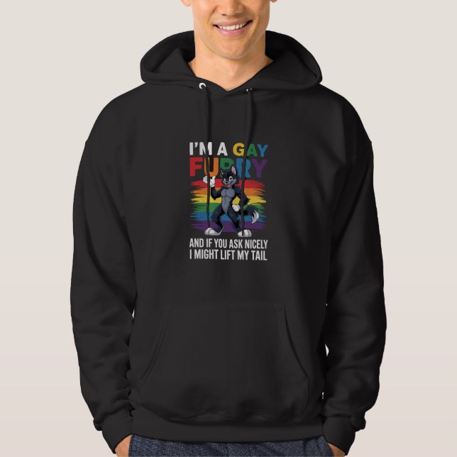 I'm A Gay Furry Rainbow Fox Wolf Pride Month Hoodie (Front)