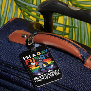 I'm A Gay Furry Rainbow Fox Wolf Pride Month Luggage Tag