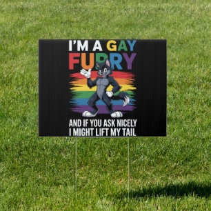 I'm A Gay Furry Rainbow Fox Wolf Pride Month Sign