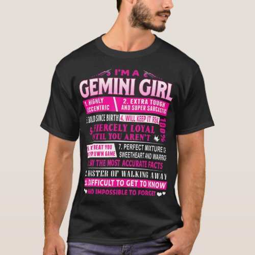 Im A Gemini Girl  Gemini Birthday  T_Shirt