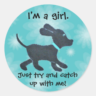 I'm a girl - whimsical dog stickers