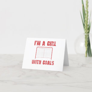 I'm a Girl With Goals Hockey Letterpress Thank You Card
