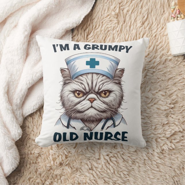 I'm A Grumpy Old Nurse Throw Pillow (Blanket)