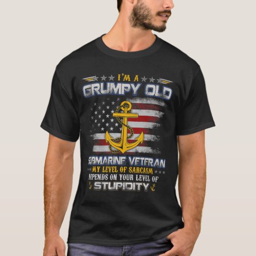Im A Grumpy Old Submarine Veteran Submariner Flag T_Shirt
