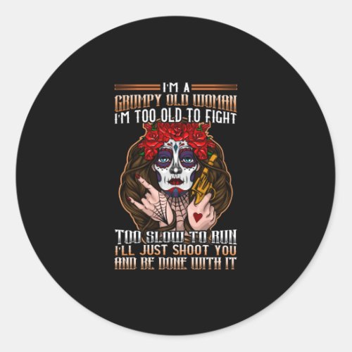 Im A Grumpy Old Woman Halloween Vibes Classic Round Sticker