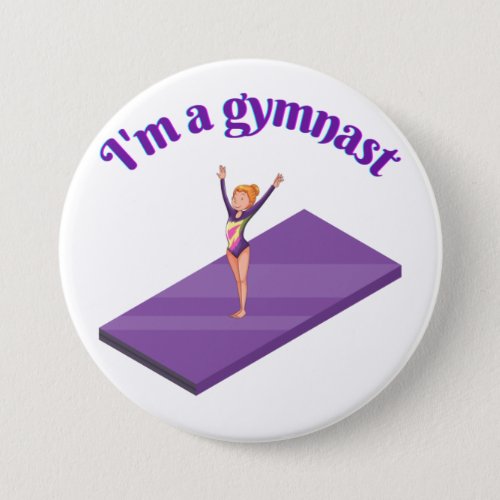 Im A Gymnast _ Girl w Leotard on Purple Gym Mat  Button