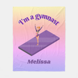 I'm A Gymnast - Girl w/ Leotard on Purple Gym Mat Fleece Blanket