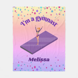 I'm A Gymnast - Girl w/ Leotard on Purple Gym Mat Fleece Blanket